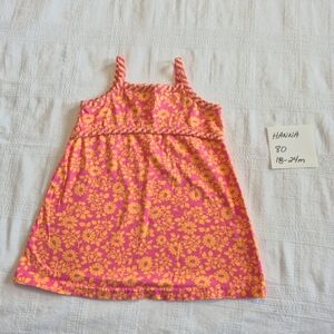 Hanna Andersson girls size 80 or 18-24 months pink and orange strap dress GUC